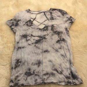 Super cute tie dye and caged top